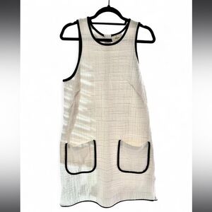 Maeve White and Black Trim Midi Dress